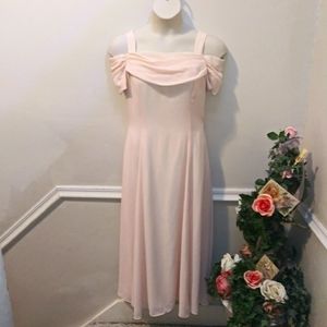 Vintage Scott McClintock Pale Pink Off Shoulder Special Occasion Chiffon Gown